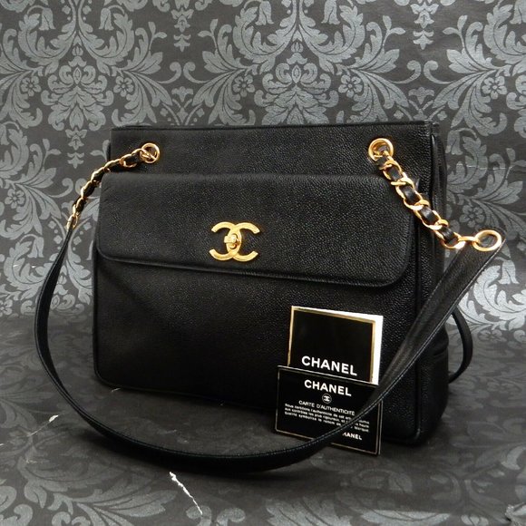 Chanel Black Leather Shoulder or Tote Bag - Picture 1 of 11